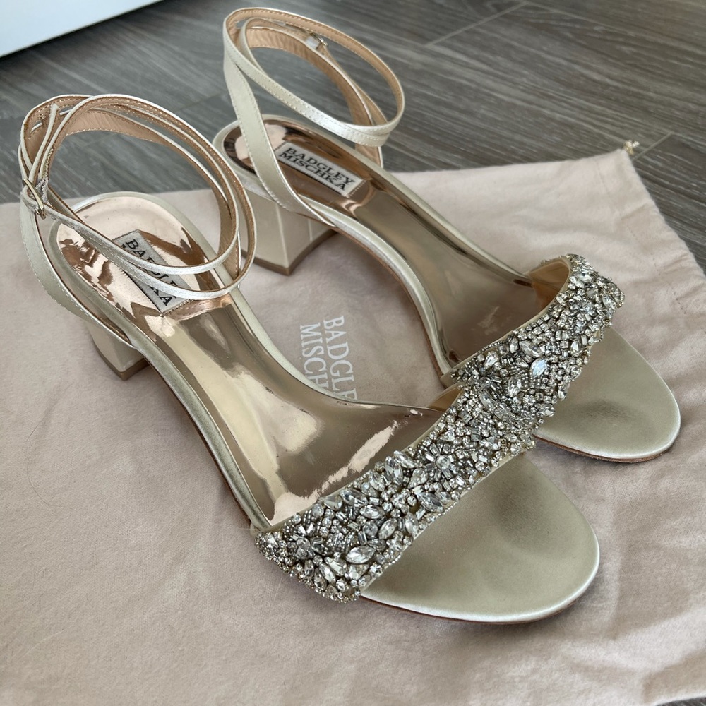 Badgley Mischka Jada Ivory Satin Bridal Shoes